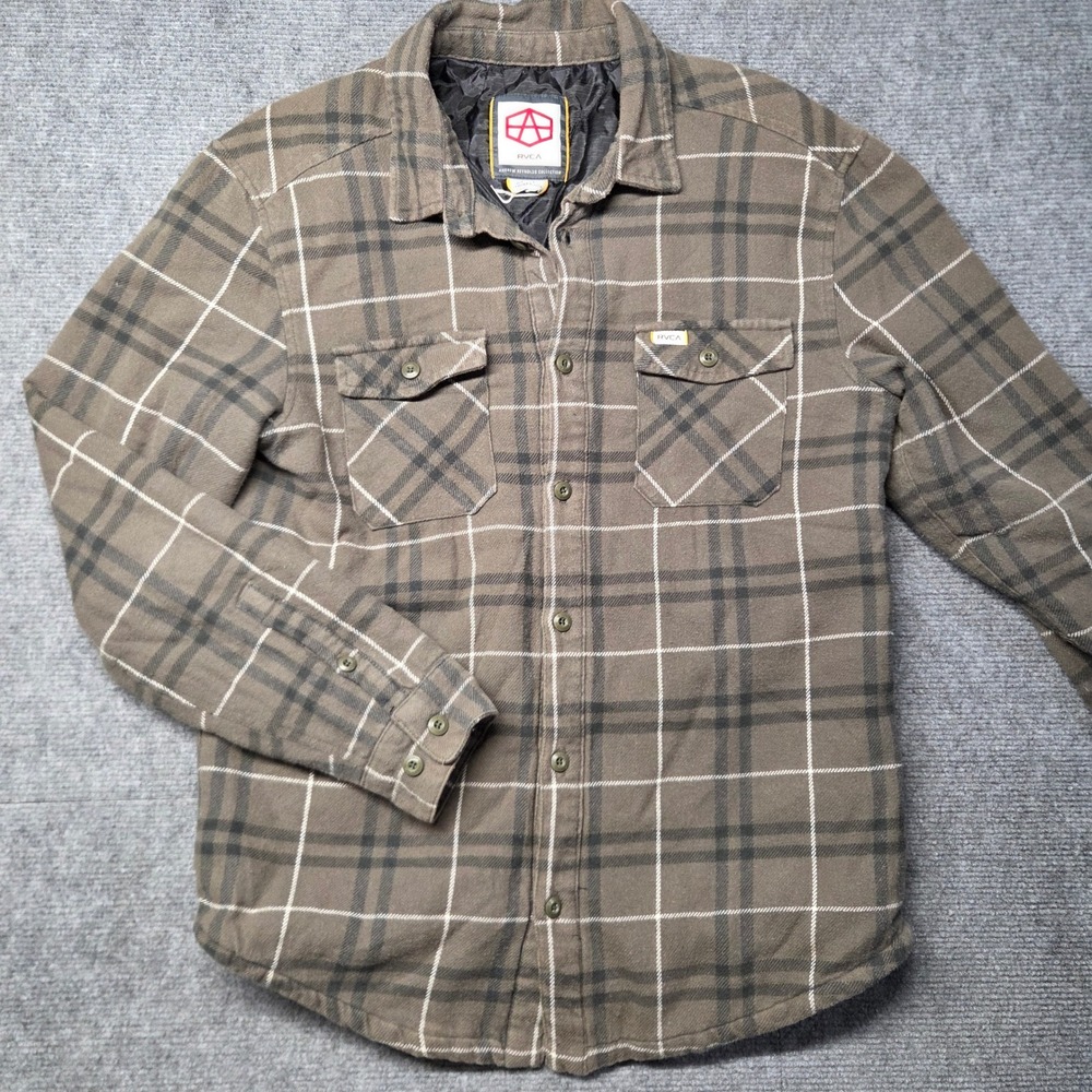 RVCA Andrew Reynolds Collection Brown Plaid Quilted Lined Flannel Shirt Jacket S